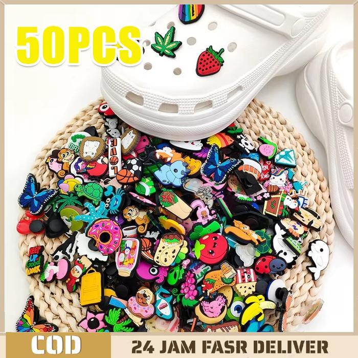 50PCS BUNGA UNTUK SEPATU GESPER SEPATU WANITA AKSESORIS SEPATU TEMPEL HIASAN SEPATU HIASAN SEPATU