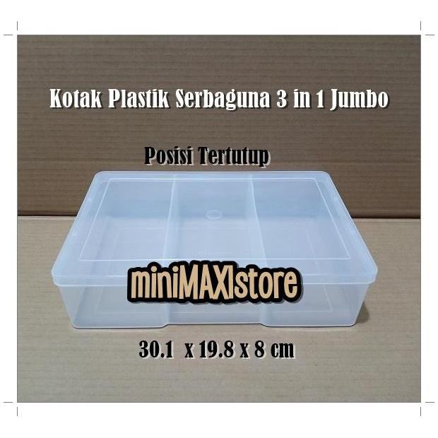 Kotak Plastik Penyimpanan Container Multibox Uang Kas 3 Sekat Besar