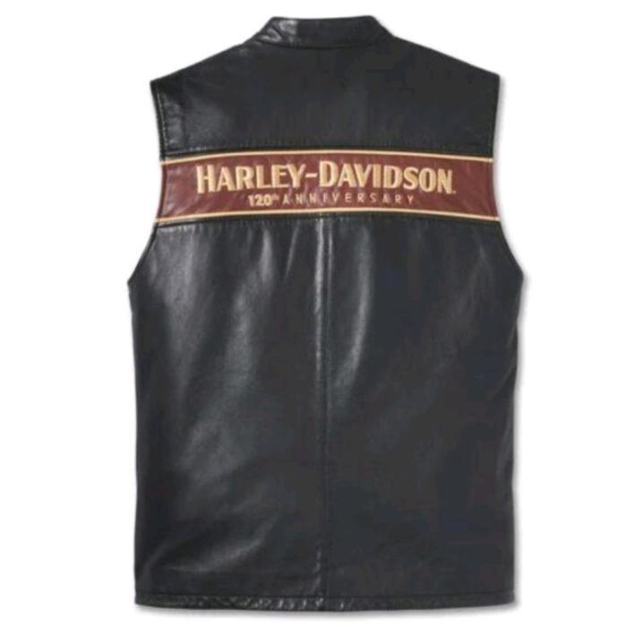 VEST HARLEY-DAVIDSON LEATHER MEN'S 120TH ANNIVERSARY ROMPI KULIT ORIGINAL HD GENUINE 97036-23VM