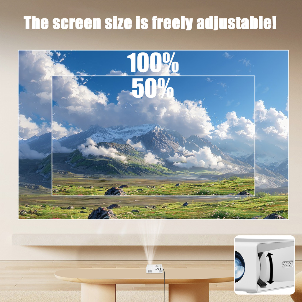 Mini projector, HD projector, portable projector, compatible with mobile phone/PC/USB/speaker, home