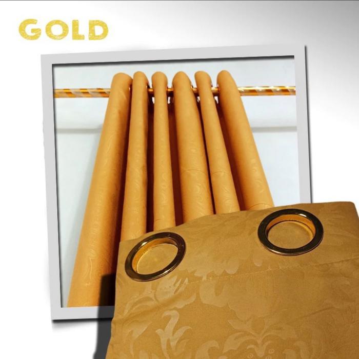 Gorden jendela pintu polos gold