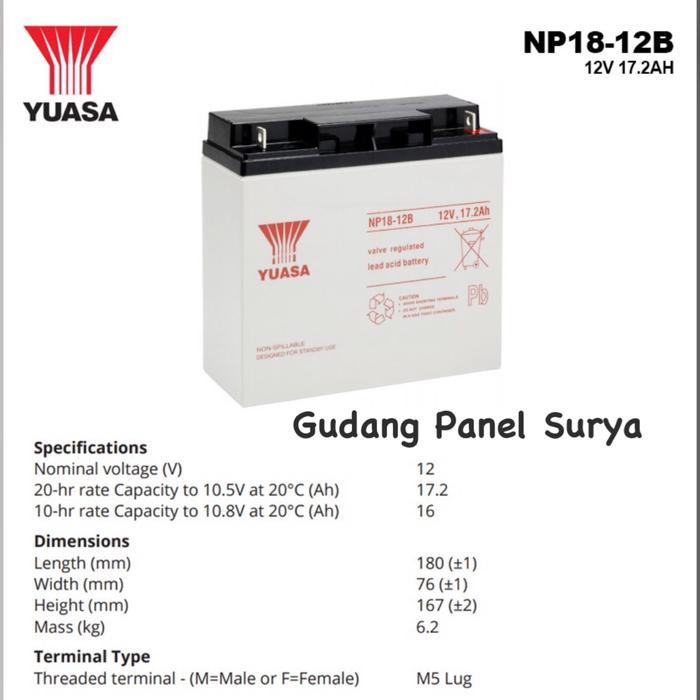 Battery Aki Accu Kering UPS YUASA 12V 17,2AH yuasa NP18-12B12v 17.2ah