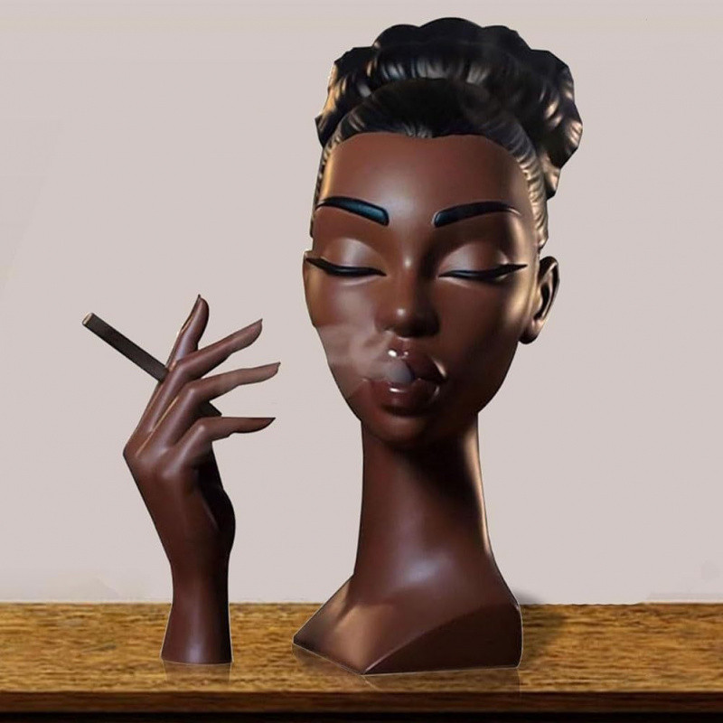 Black Female Incense Burner Elegant Meditation Air Flow Incense Burner Art Incense Burner Statue