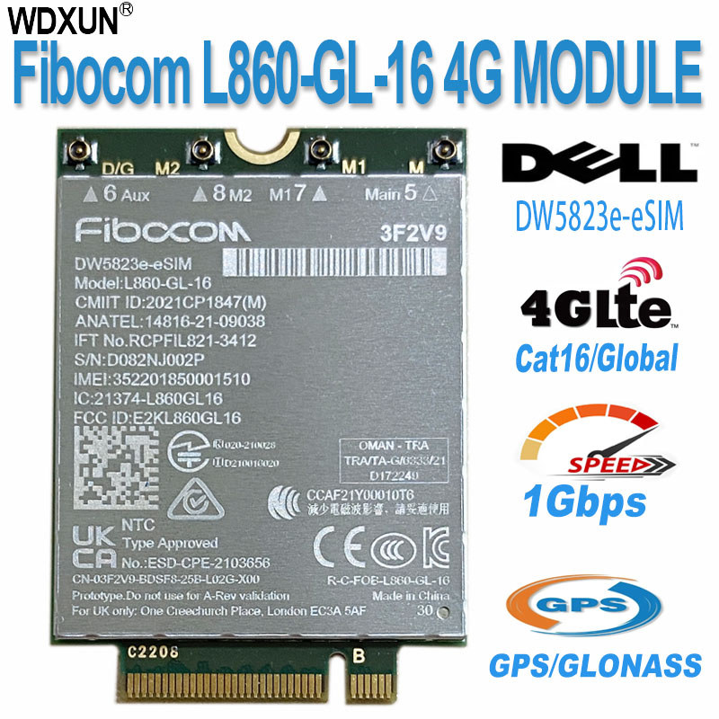 L860-GL-16 DW5832e e-SIM LTE CAT16 Module for 4G L860 GL 16 4G modem DW5823e esim For Latitude 5440