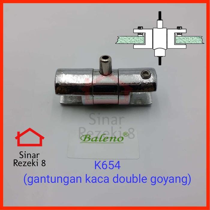 K654 Gantungan Bracket Rak Ambalan Kaca Tengah Jepit Kawat Sling Baja .