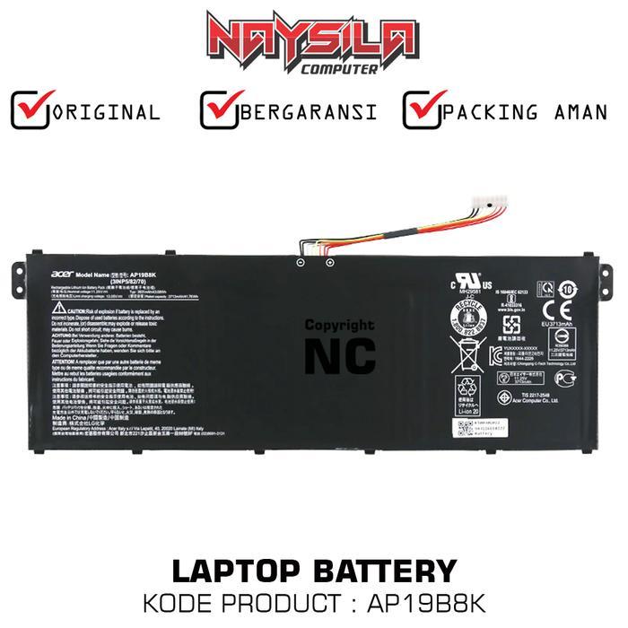 Terlaris Best Quality 100% Original Baterai Ap19B8K Acer Travelmate P2 Tmp214-51 / Tmp214-52 /