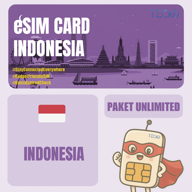 Tec eSIM Indonesia Internet Paket Unlimited UNLIMITED/Day - 3 Hari