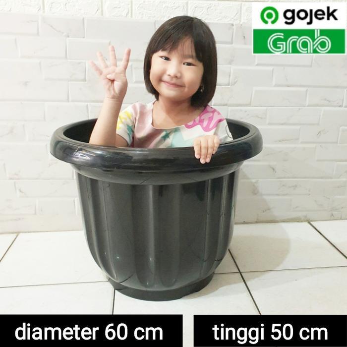 Pot Jumbo Tanaman Besar 60 Cm Hitam Bahan Plastik Pp Tebal Anti Banting Cocok Untuk Tanaman Buah