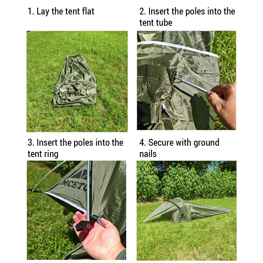 Ultralight Single Person Bivy Tent Waterproof 1 Man Tent for Outdoor Camping Hiking Backpacking