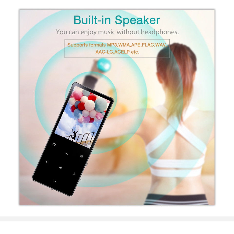 REDANT MP4 Player with Bluetooth Built-in Speaker Touch Key FM Radio Video Play E-book HIFI Metal MP