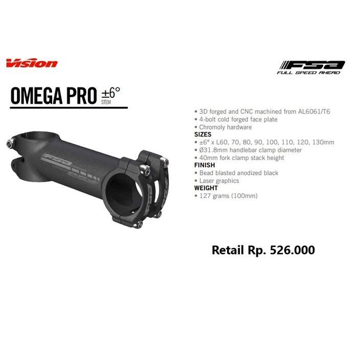 Stem Fsa Omega Black Stem 31.8
