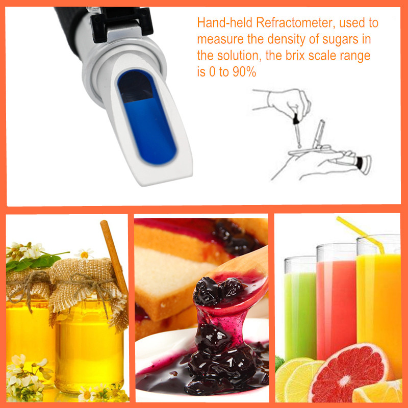 0-90% Brix Refractometer Handheld Sugar Content Fruit Juice Liquids Tester Accuracy Brix Instrument
