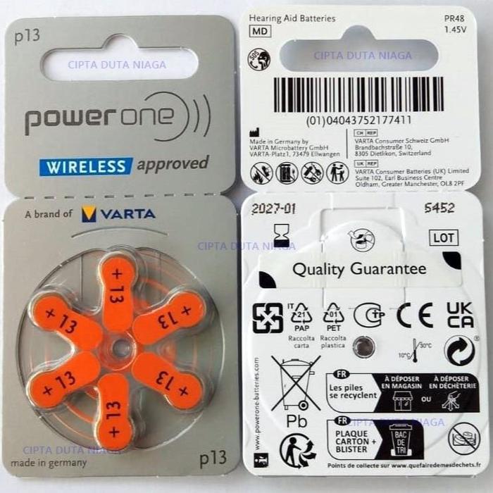Baterai Alat Bantu Dengar Hearing Battery Power One 13( P13) Batre Alat Bantu Dengar