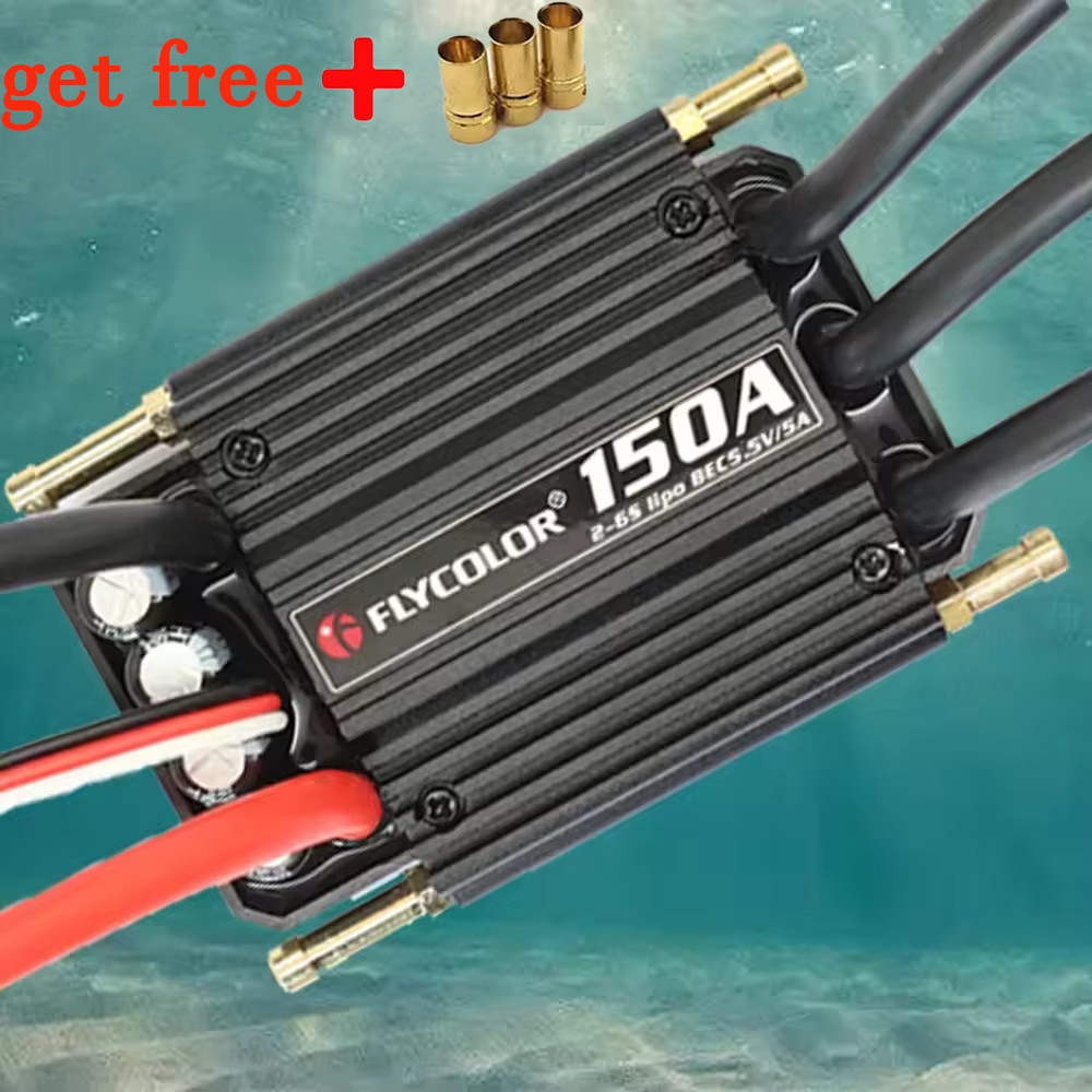 Flycolor ESC Brushless 50A 70A 90A 120A 150A dengan Kartu Program untuk RC Boat, BEC 5.5V/5A, Kompat