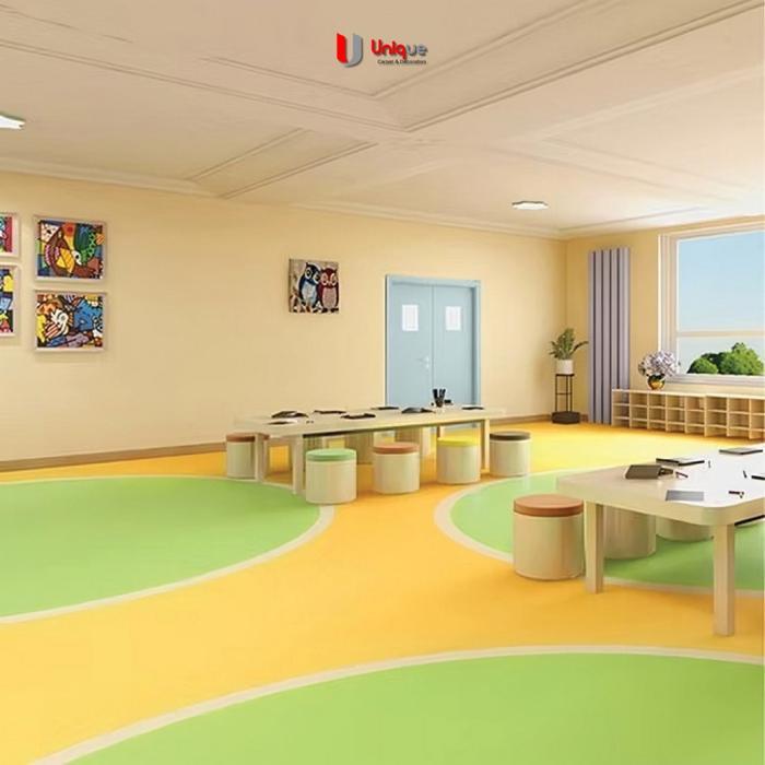 Meta Vinyl Flooring Solid 2Mm Untuk Playground Indoor / Karpet Lantai Vinyl Pvc Restoran Motif Polos