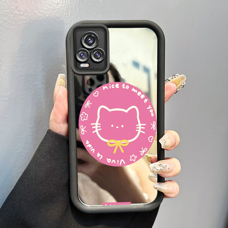 Casing Hp Untuk VIVO V20 VIVO V20 Pro Case Stiker kucing Cesing Mirror Kasing Kemudahan cermin Kesin