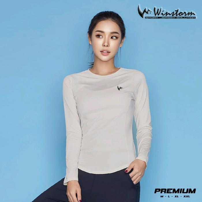 READY Winstorm Lengan Panjang Cewe Baju Olahraga Wanita Premium Muslim Dewasa Kaos Badminton
