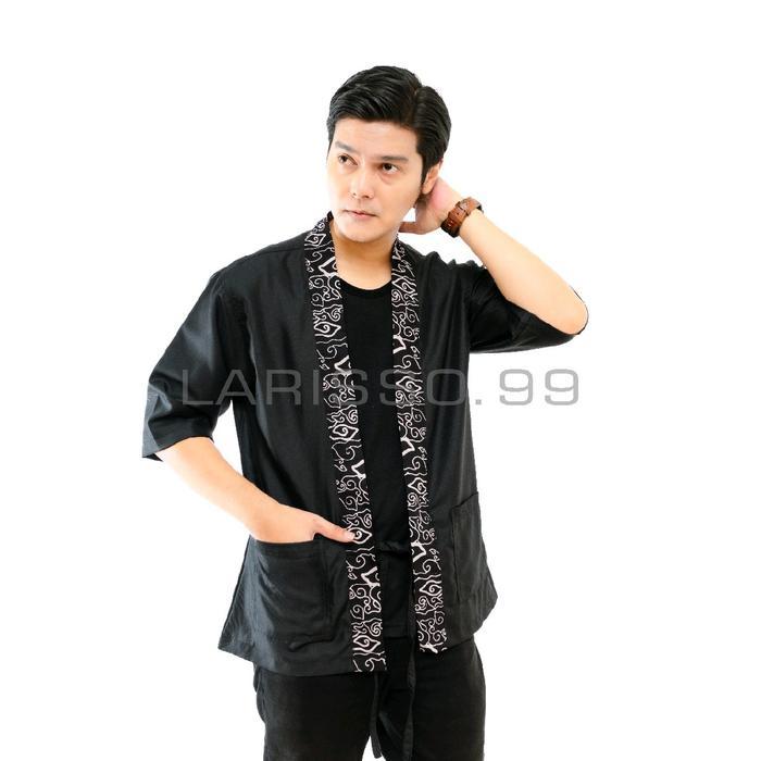 Larisso Baju Kimono Outer Atasan Pria Wanita Dewasa Bahan Katun Batik Kantong Nyaman Motif Panjang