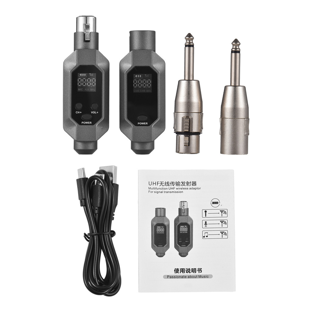 PROMO   Microphone Wired to Wireless Xlr Transmitter and Receiver UHF Wireless Mic System 20Hz-20KHz