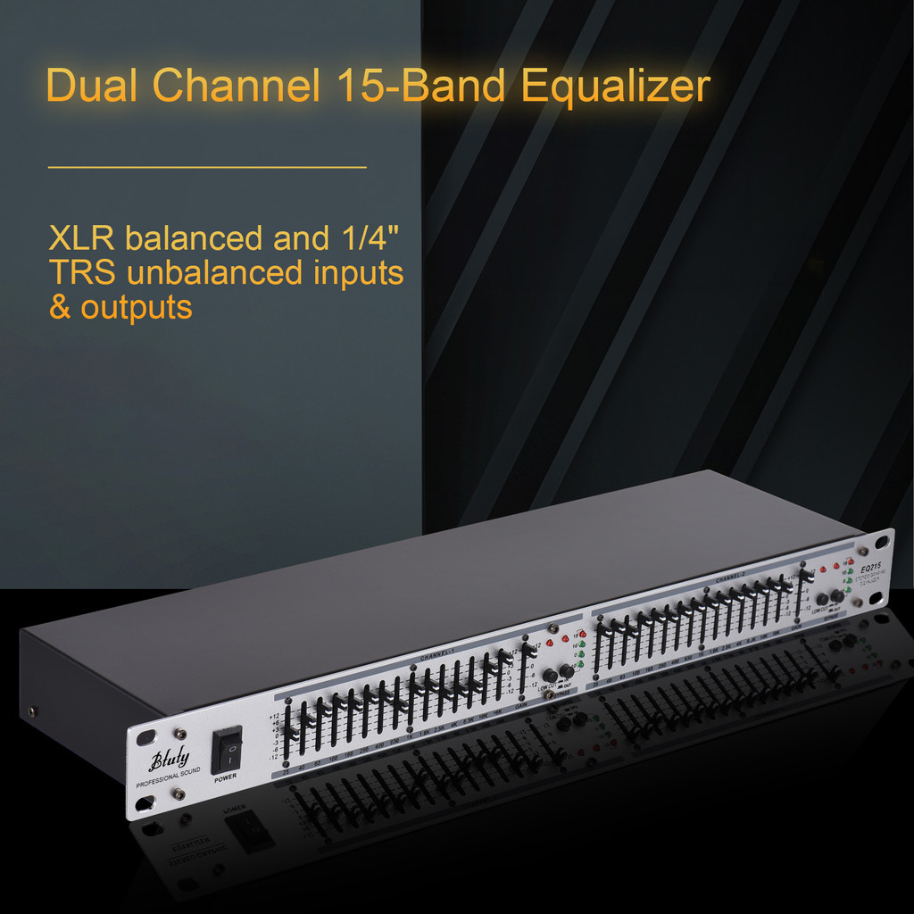 FLASH SALE    Btuty EQ-215 Dual Channel 15Band Equalizer 1U Rack Mount 2Channel Stereo Graphic Equal