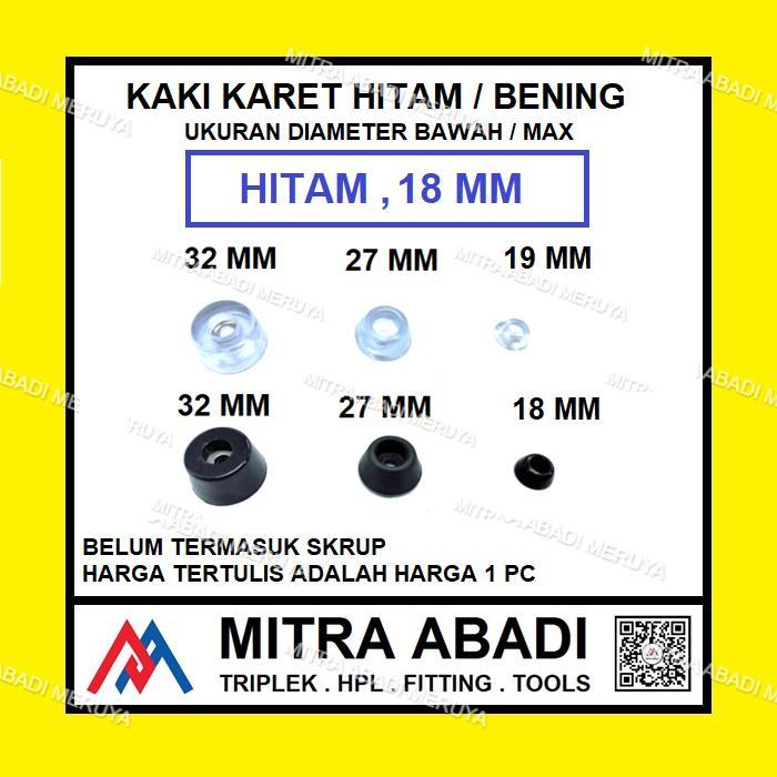Kaki karet Alas Kaki Meja Kursi Lemari Hitam 18 mm
