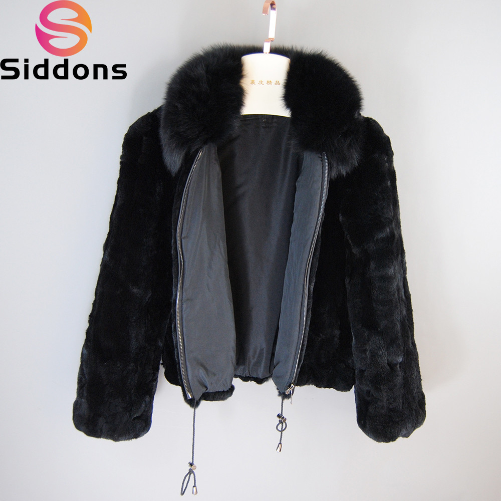 Hot Fashion Women Winter Warm Soft Quality Real Rex Rabbit Fur Coat Rex Rabbit Fur Short Jacket Big