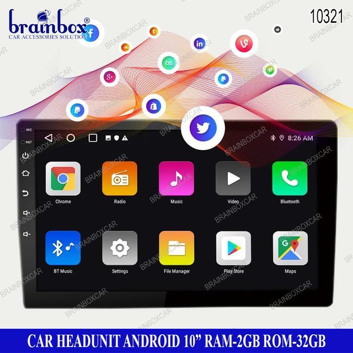 TV Mobil Android 10 Inch 2GB + 32GB Head Unit Mobil 2 Din Double Din