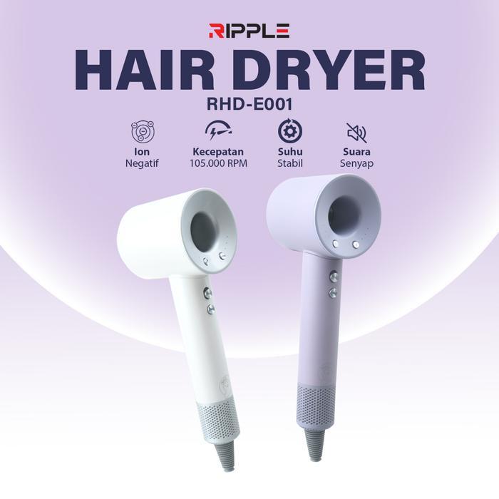 Ripple Rippods Hair Dryer RHD-E001 Pengering Rambut Portable High Speed Silent Multifungsi Putih