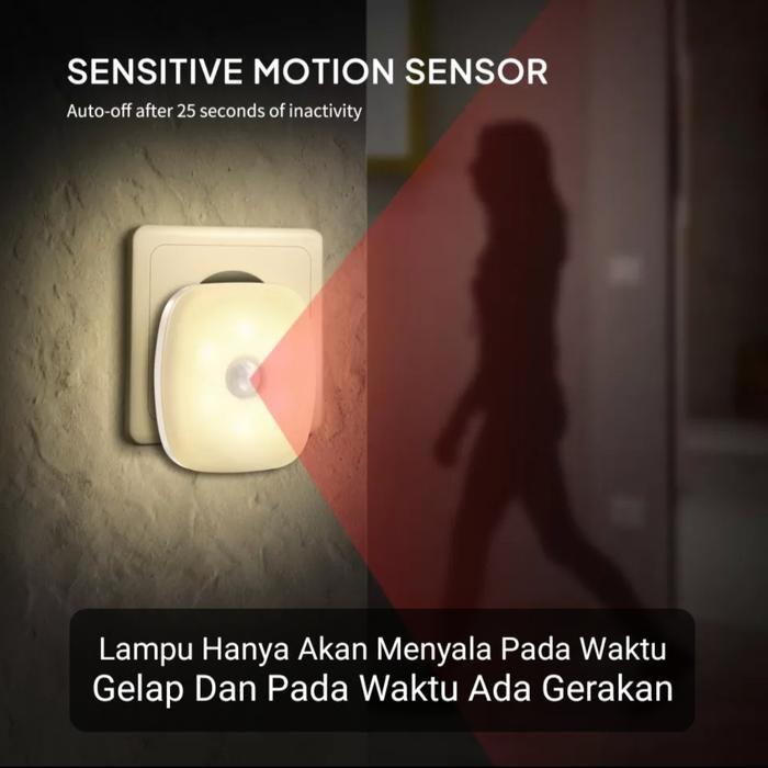 Lampu Tidur Kamar Mandi Sensor Gelap dan Gerak Auto ON OFF Lampu Malam