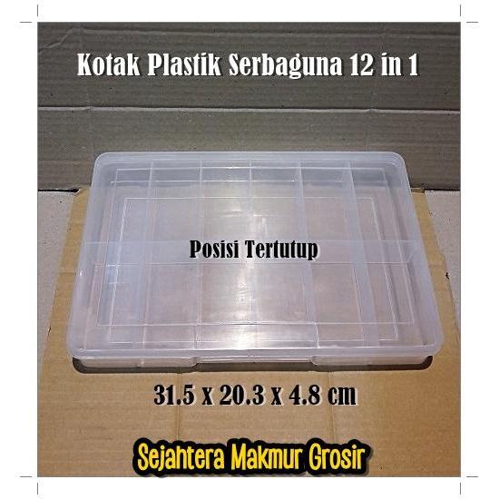 Kotak Plastik Penyimpanan Container Box Aksesoris Mainan 12 Sekat