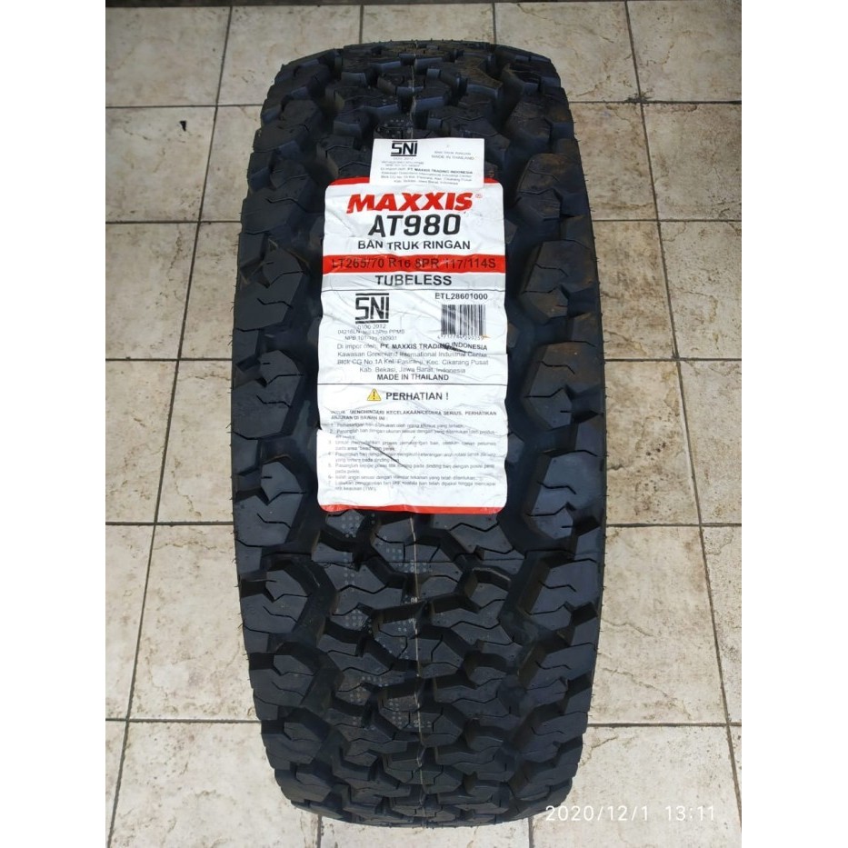 Ban Mobil Maxxis Bravo AT980 Ukuran 265/70 R16 Untuk Ban Mobil Triton,Strada & Fortuner