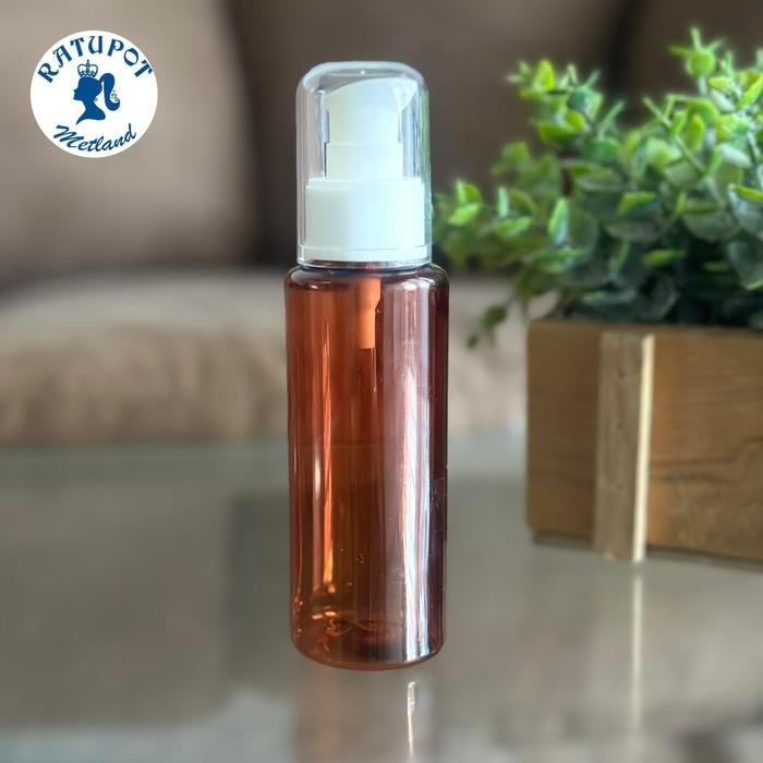botol 100 ml REY pet plastik coklat pump beauty 10pc