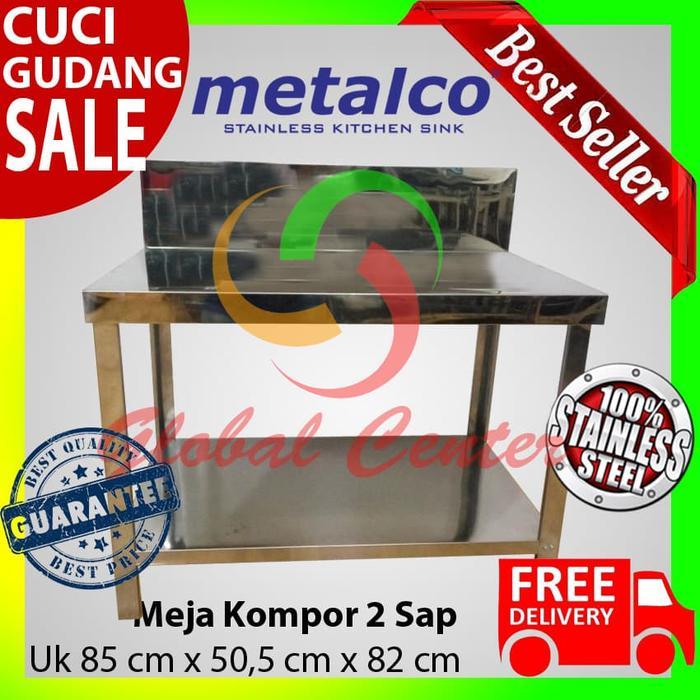 Meja Dapur / Kompor Stainless Steel 2 Rak Serbaguna Metalco