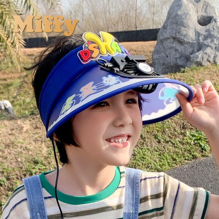 Miffy - Topi Kipas Angin USB Portable Topi Visor Anak Karakter Motif 3D Topi Anti Panas Unisex