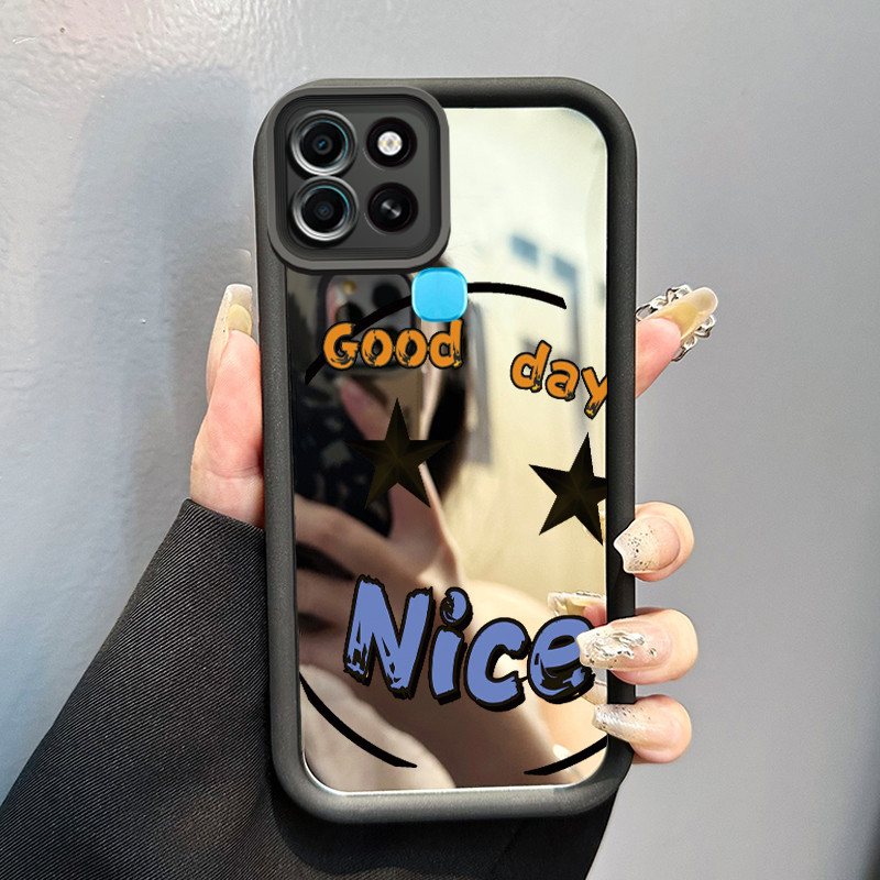 Casing Hp Infinix Smart 6 Infinix Smart 6 Plus Case Casing tas wajah hantu Pola Kasus cermin tangga 