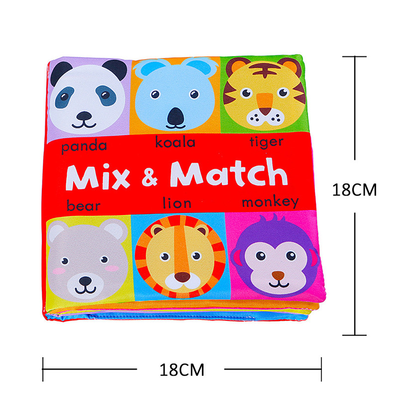 Cartoon Animal Face Matching Cloth Book Torn Baby Stereo Cloth Book Montessori Early Educational
