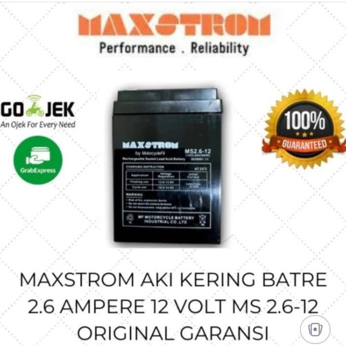 TERLARIS MAXSTROM AKI KERING 2.6 AMPERE MS 2.6AH 12V MAINAN SEPEDA LISTRIK SALE