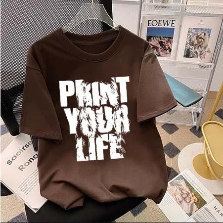 T Shirt Baju kaos Distro Pria Wanita Streetwear Tebal Putih Terbaru PRINT Casual Fit Tee Polos