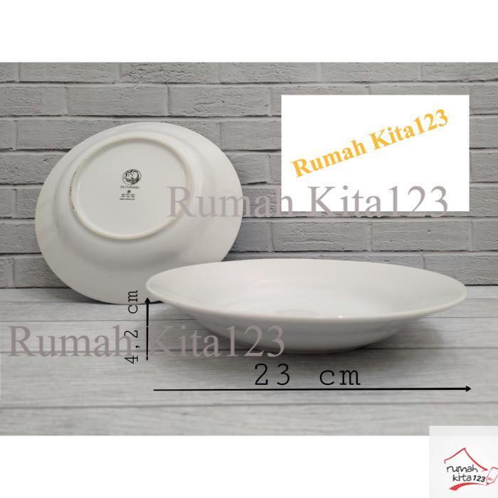 PIRING MAKAN KERAMIK CEKUNG PUTIH POLOS SUNBIRD UKURAN 9 INCH