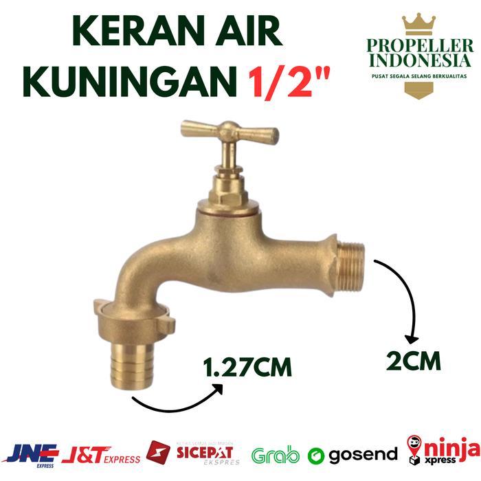 Keran Air Kuningan T Handle Keran Taman Drat 1/2 Dan 3/4 Keran Air Tembok