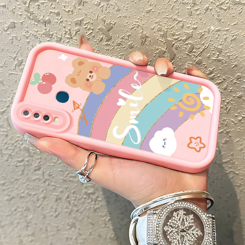 Casing Hp untuk VIVO Y12 Y12i Y15 Y17 Y3 Y3s Case Cartoon Rainbow Bear  Kasing silikon Cesing Origin