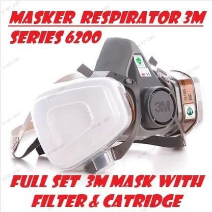 3M Masker Gas Respirator Masker Cat Masker Lab - 6200 3M Terlaris