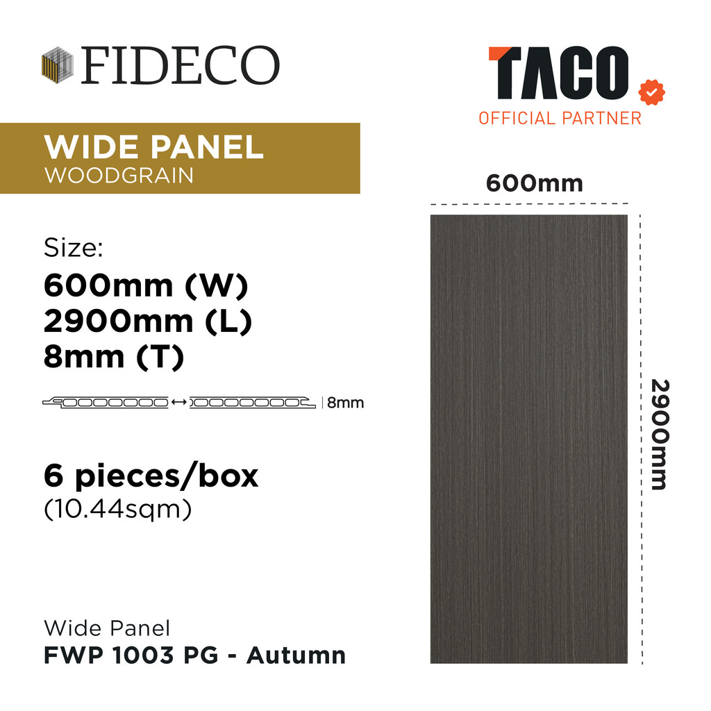 TACO FIDECO WPC 3D Wall Panel Wide Panel Serat Kayu Per 1 Lembar - FWP 1003 PG Autumn