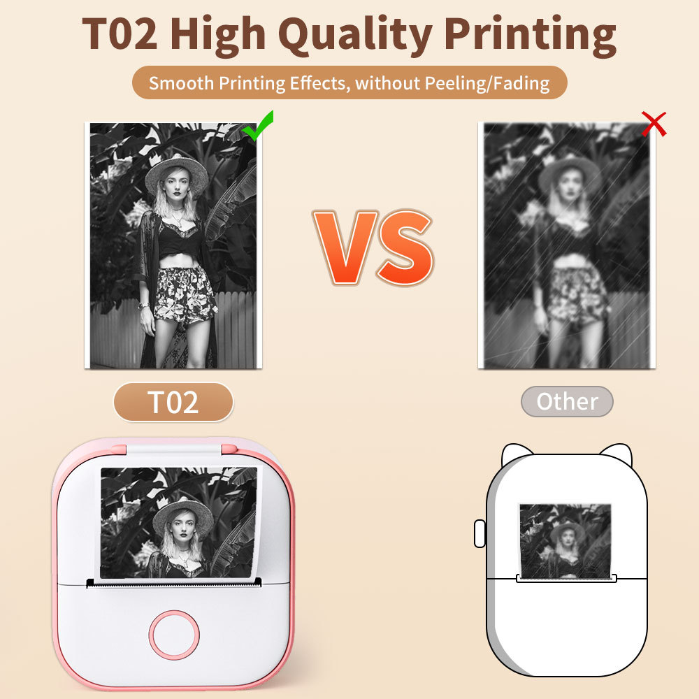 Phomemo T02 Mini Printer Portable Printer Thermal Printing Sticker Wireless Inkless Pocket Printer