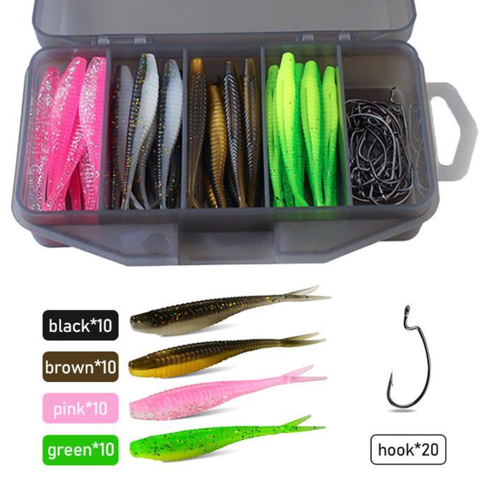 Grosir Vinnatsu 61Pcs/Set Umpan Pancing Ikan Softlure Soft Lure Casting Umpan Soft Bait Komplit 6Cm
