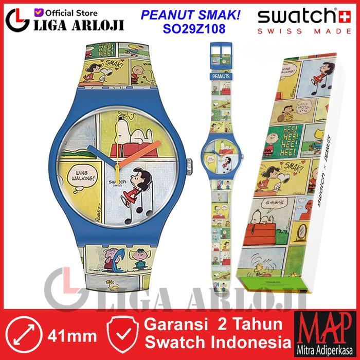 ORIGINAL SWATCH SO29Z108 PEANUTS SMAK Jam Tangan Pria Analog Limited READY STOCK