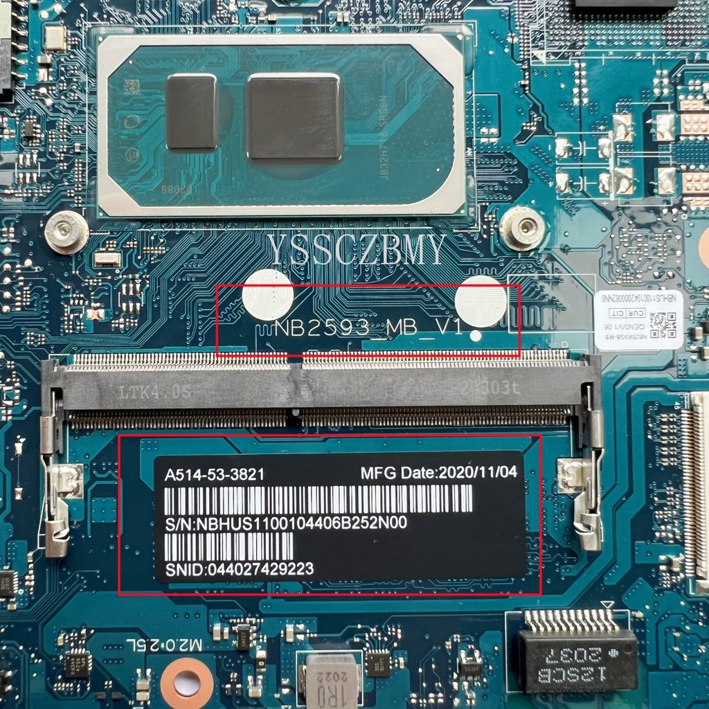 NB2593_MB_V1 Mainboard For ACER Aspire 5 A514-53 Laptop Motherboard With i3 i5 i7 CPU 4GB RAM