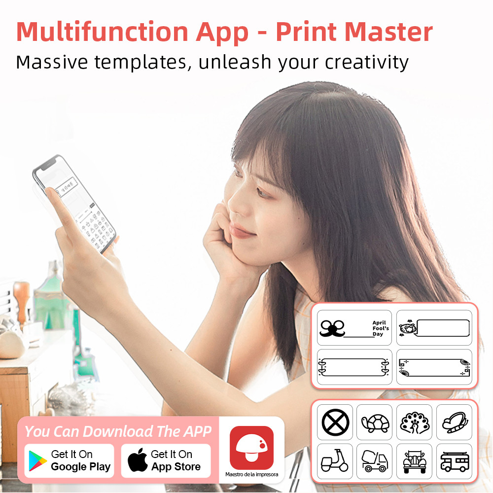 Phomemo D30 Mini Label Printer Wireless Bluetooth Label Printer Portable Pocket Label Printer