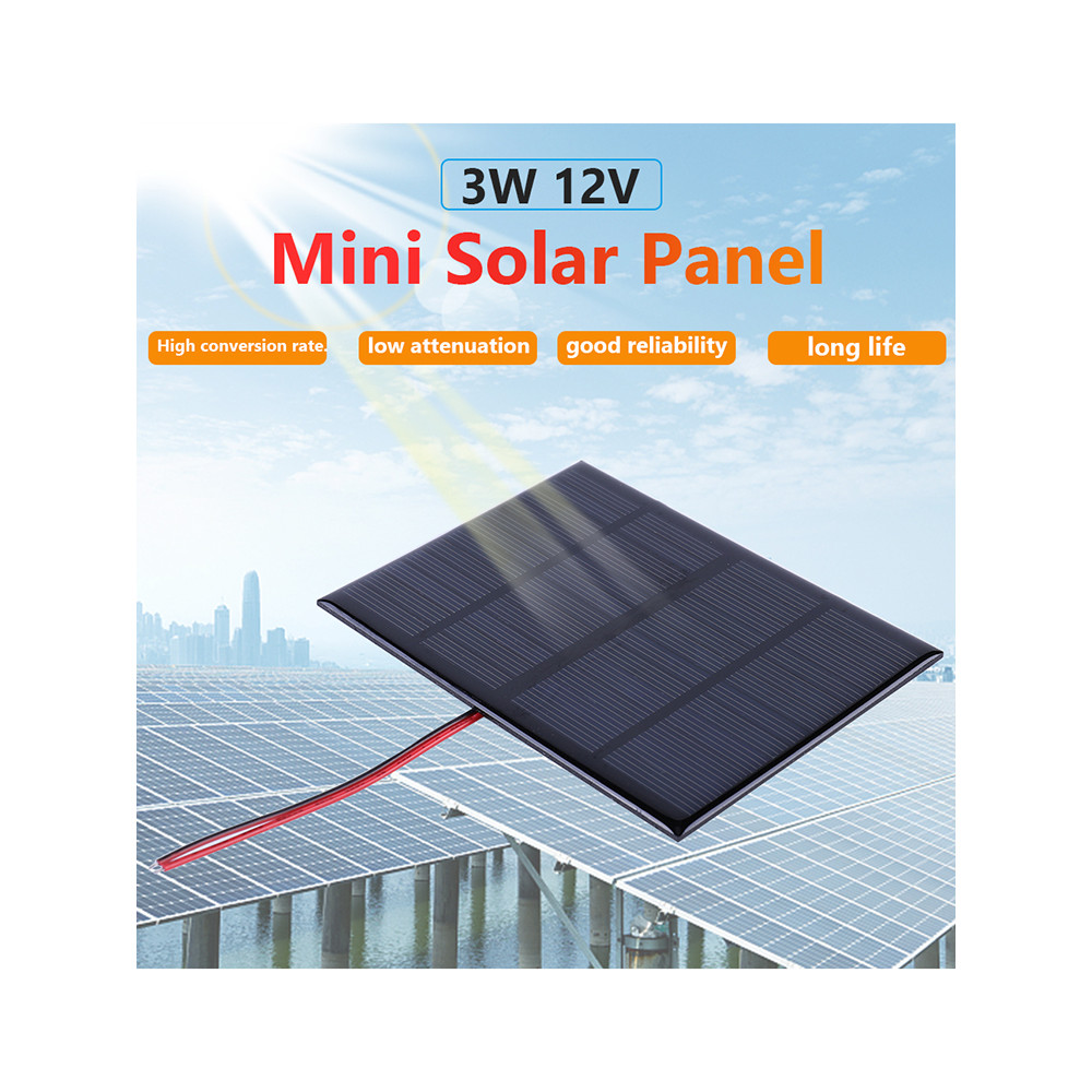 3W 12V Mini Solar Panel 0-125MA Small Solar Cell with Cable Solar Panel Module for 9-12V