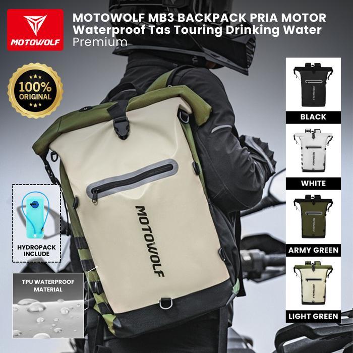 MOTOWOLF MB3 BACKPACK PRIA MOTOR WATERPROOF TAS TOURING DRINKING WATER PREMIUM